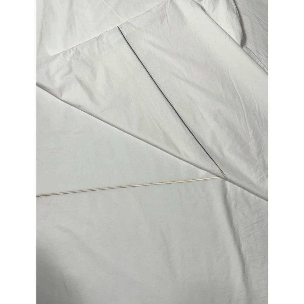 Melange Home Full Size Luxury Duvet Cover 100% Cotton White Hotel Border Stripe